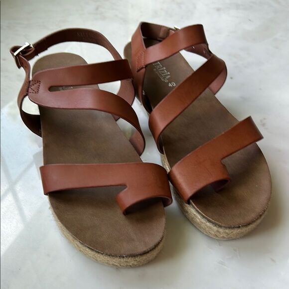 BOHO Minimalist Brown Leather Sandals with Ankle Strap size 40 - Picture 1 of 7